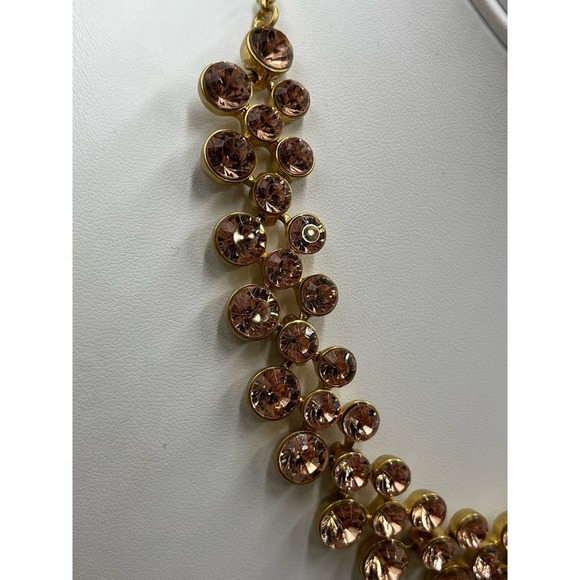 J. Crew‎ Peach Topaz Faceted Bezel Set Shimmering Rhinestone Collar Necklace - Picture 5 of 16